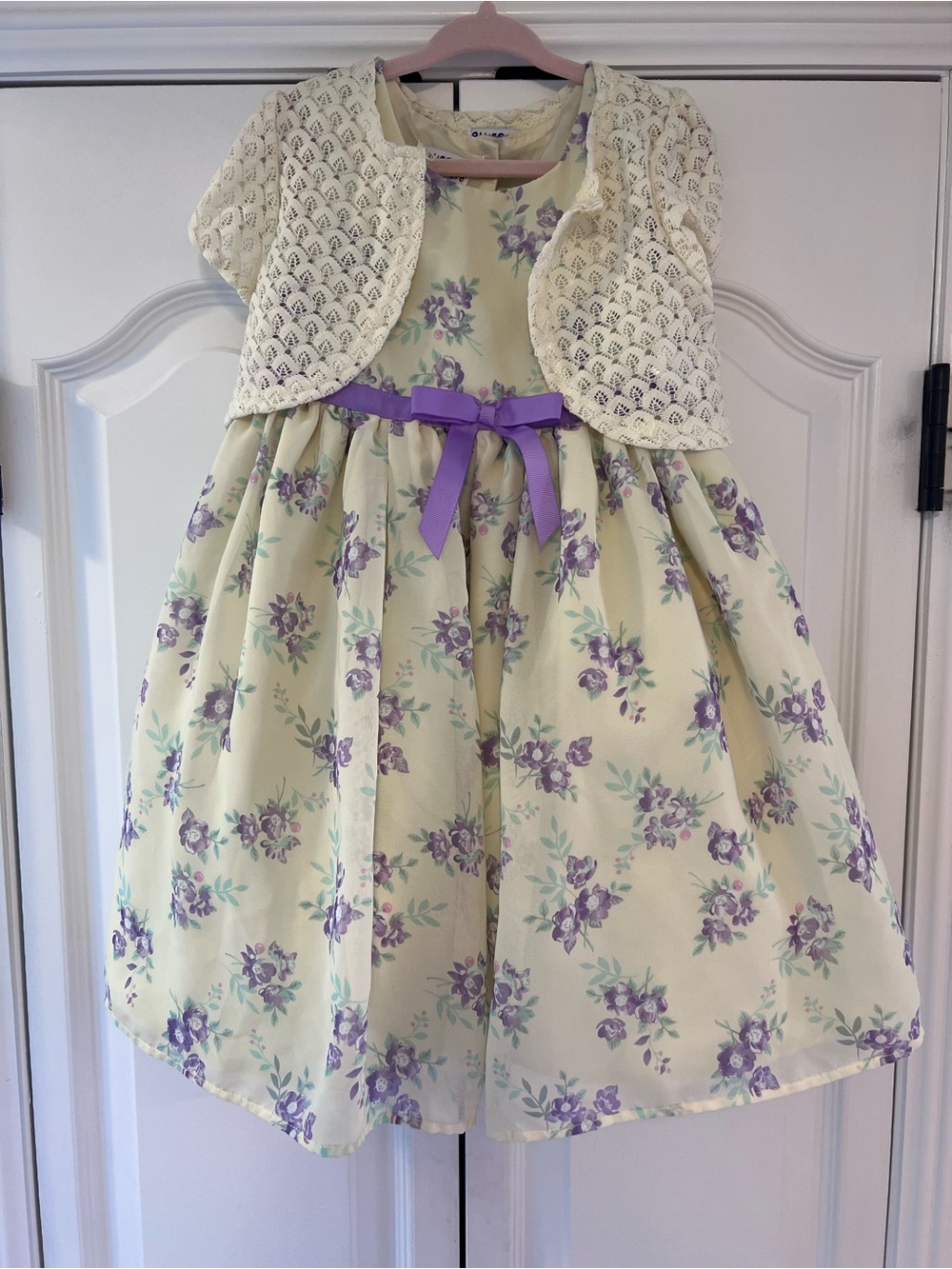 Girls yellow dress with matching shrug